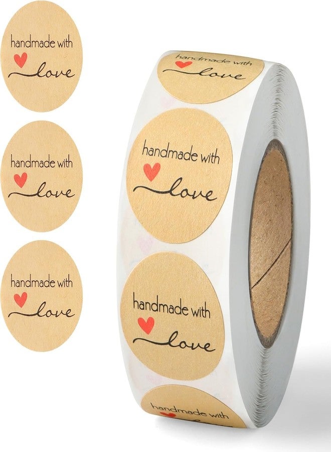 AASHRIT 500 Pcs Hand Made with Love Watercolor Stickers Round Thank You Adhesive Sticker for Small Business Wedding Supplies Packing Stickers Gift Wrap - Multi Design AHML1-1 - Image 1